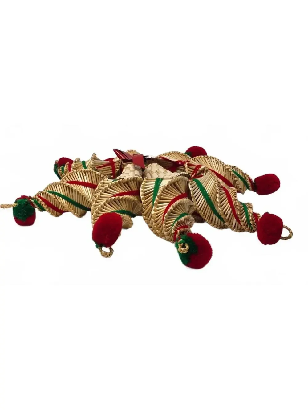 Vintage Scandinavian Style Straw Christmas Star Wreath Bells 13 Inch